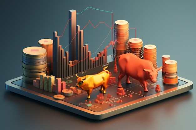 Bourse illustration 3d