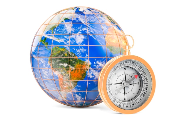 Boussole avec rendu 3D Earth Globe