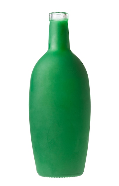 Photo bouteille d'alcool vert ouvert isolé sur blanc