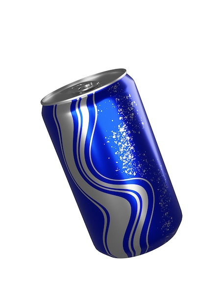 Photo bouteille d'aluminium de soda bleue peut dans l'illustration vectorielle de style plat