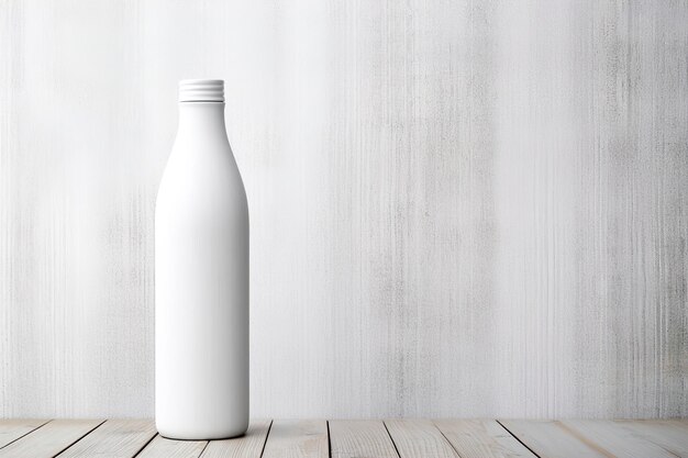 Photo bouteille blanche sur une table en bois génératif ai