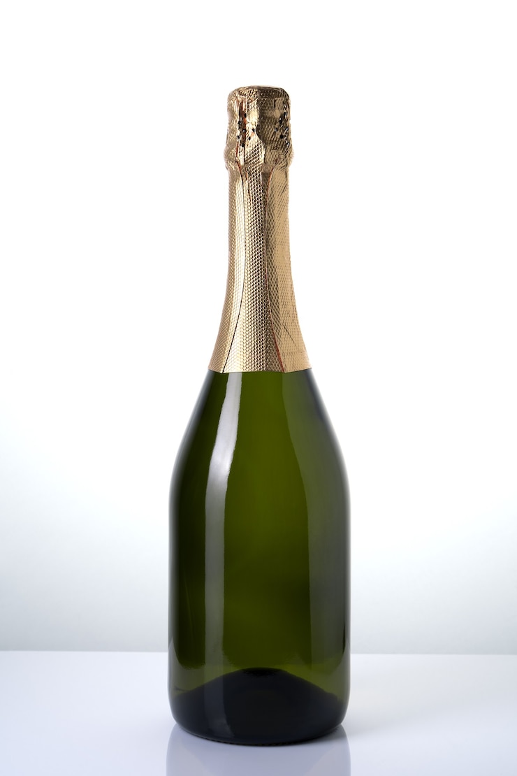 Photo bouteille de champagne sur table