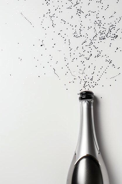 Photo une bouteille de champagne avec un tas de points noirs dessus