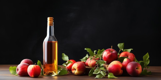 Photo bouteille de cidre de pomme et tire-bouchon sur fond blanc composition écologique avec été boisson aux fruits à faible teneur en alcool vin aux fruits produit à base de pommes