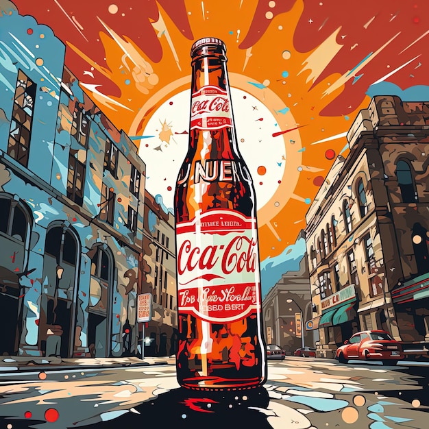 Une bouteille de coca-cola est dans la rue.