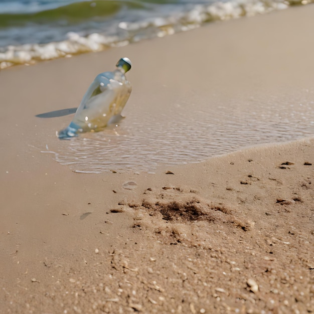 Photo une bouteille de coca-cola sur une plage