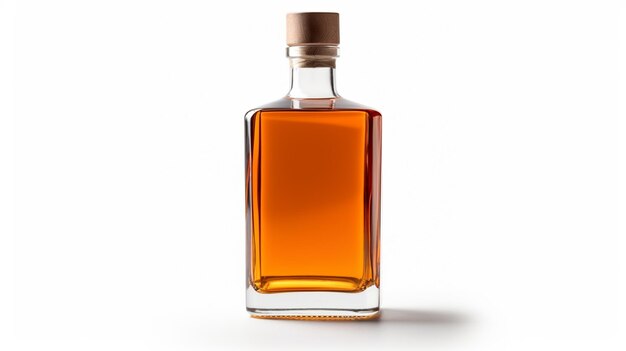 Photo bouteille de cognac sur fond blanc