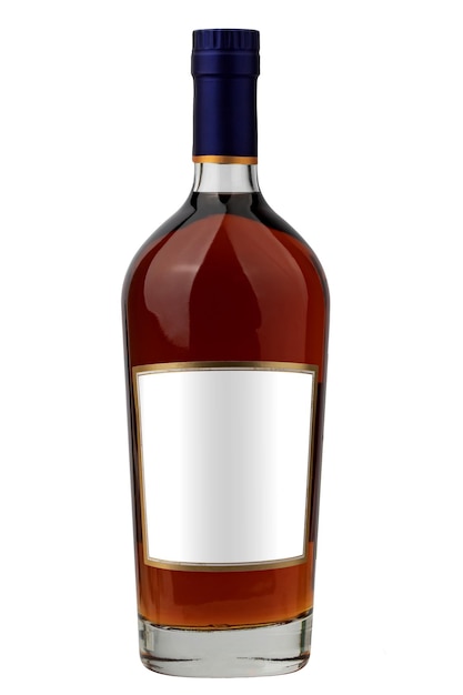 bouteille de cognac scellée avec étiquette mocap isolée