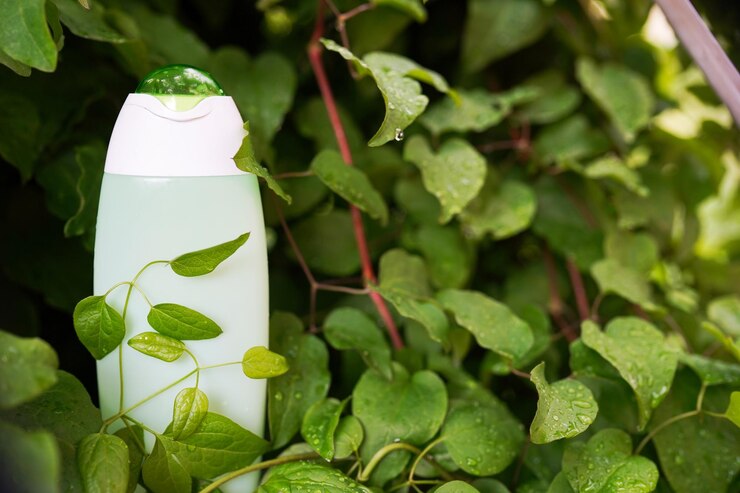 Photo bouteille cosmétique en plantes vertes produits naturels de soins de la peau