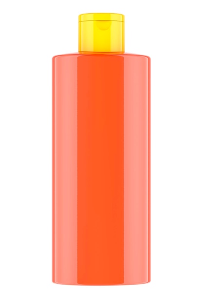Bouteille cosmétique en plastique orange Shampoing baume revitalisant ou bouteille d'huile rendu 3D