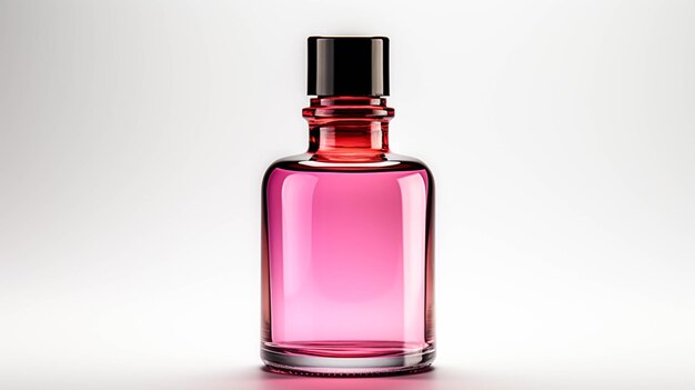 Photo bouteille cosmétique vide rose isolée sur blanc