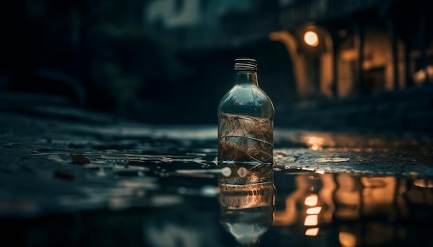 bouteille d'eau dans la ville bouteille d'eau dans la nuit bouteille d'eau