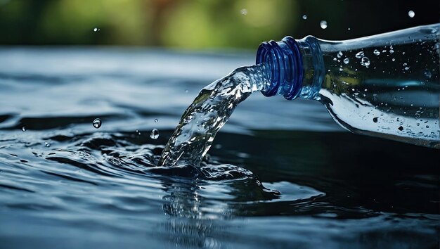 une bouteille d'eau avec un éclaboussure d'eau dessus