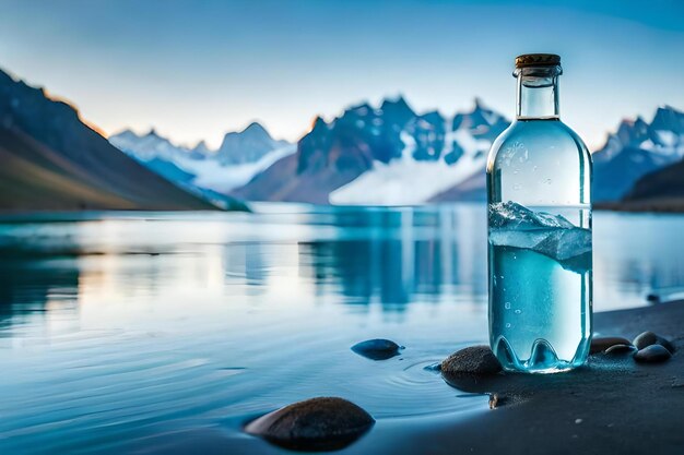 bouteille d'eau minérale de marque eau pure fraîche des glaciers