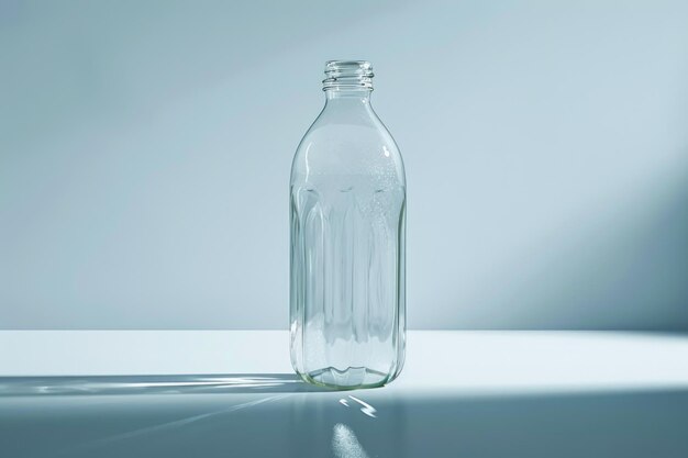 Bouteille d'eau en verre isolée sur un fond blanc