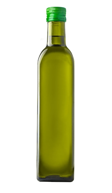 Bouteille d'huile d'olive isolé sur fond blanc