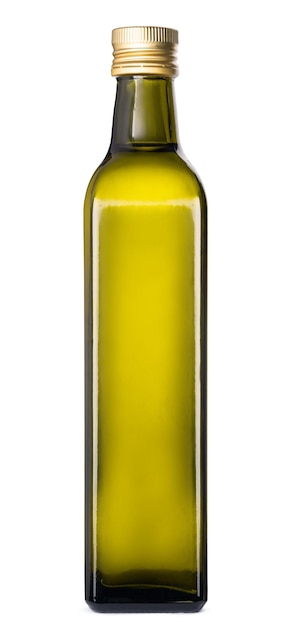 Bouteille d'huile d'olive isolé sur fond blanc