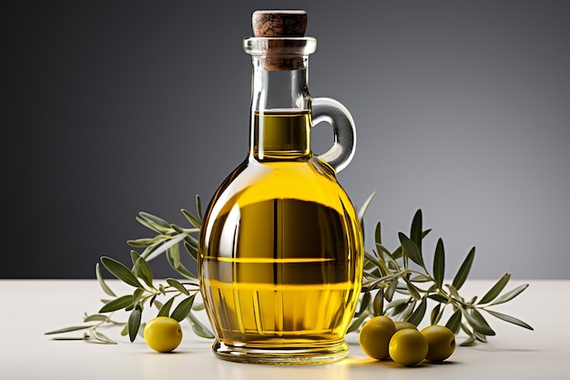 bouteille d'huile d'olive sans étiquette fond blanc