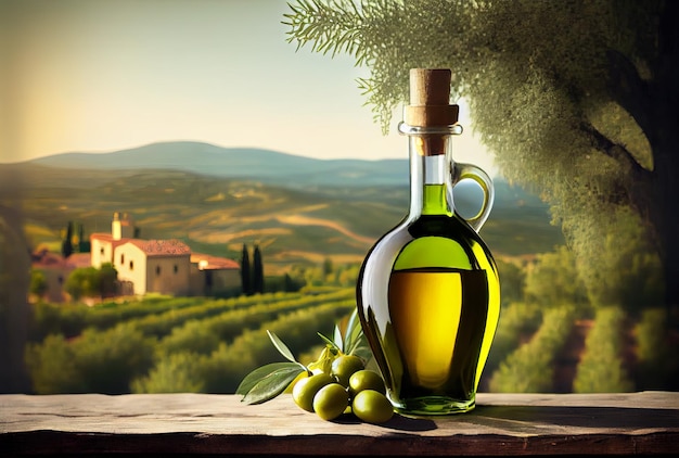 Photo bouteille d'huile d'olive