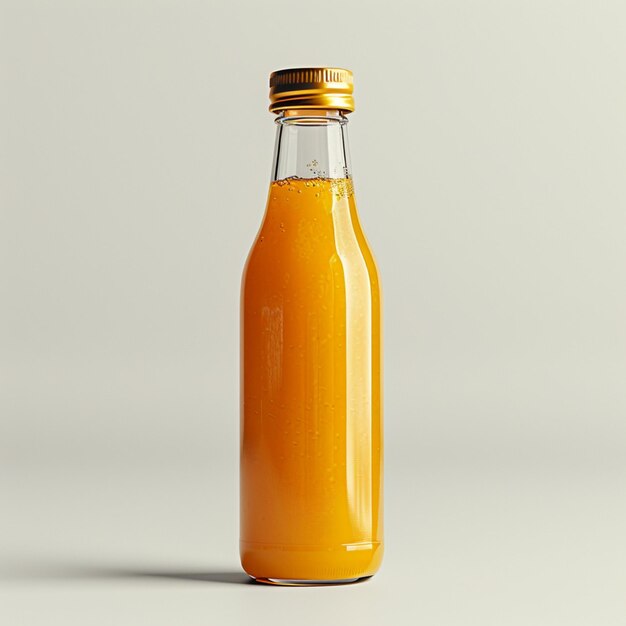 Photo une bouteille de jus d'orange avec un bouchon en or