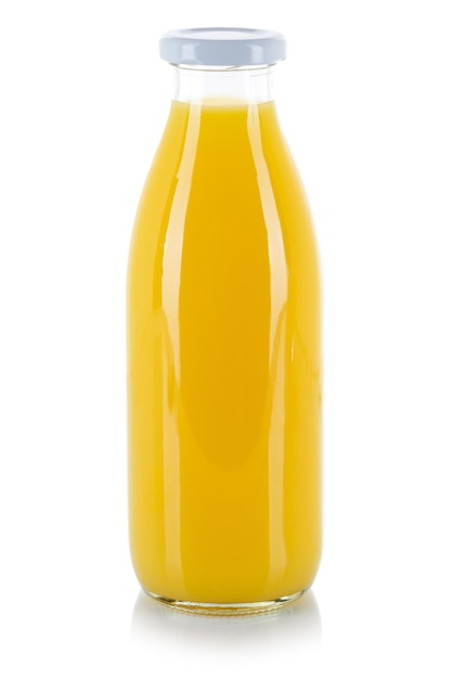 Bouteille de jus d'orange isolé sur blanc