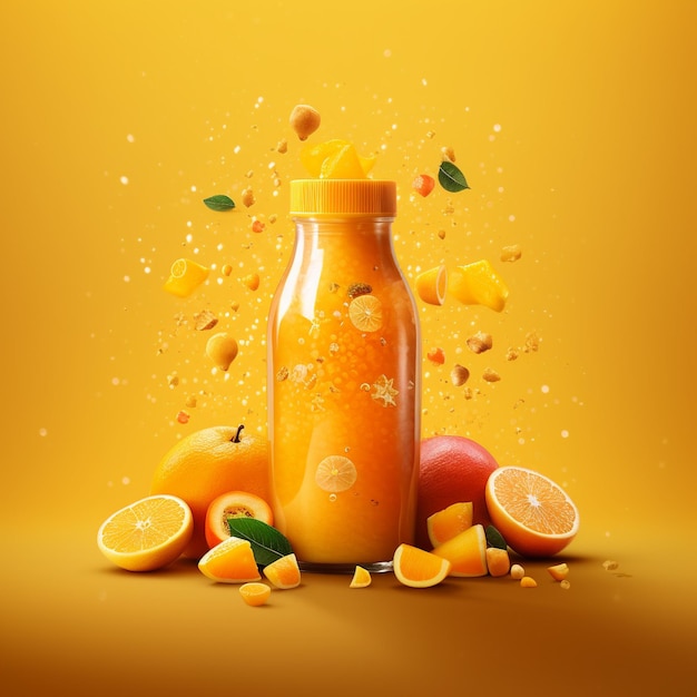 une bouteille de jus d'orange avec les mots " limonade " au fond.