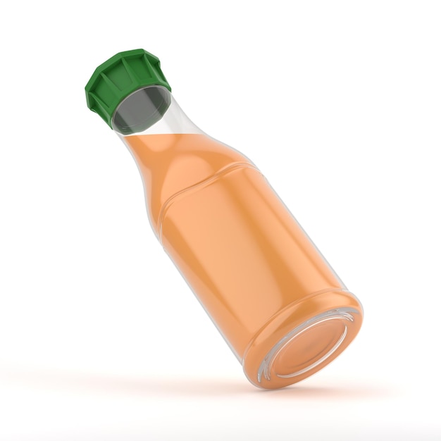 Photo bouteille de jus en plastique arrière côté droit en fond blanc