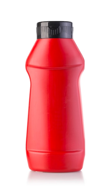 une bouteille de ketchup rouge