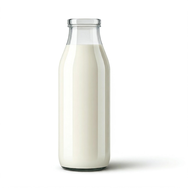 une bouteille de lait sur fond blanc