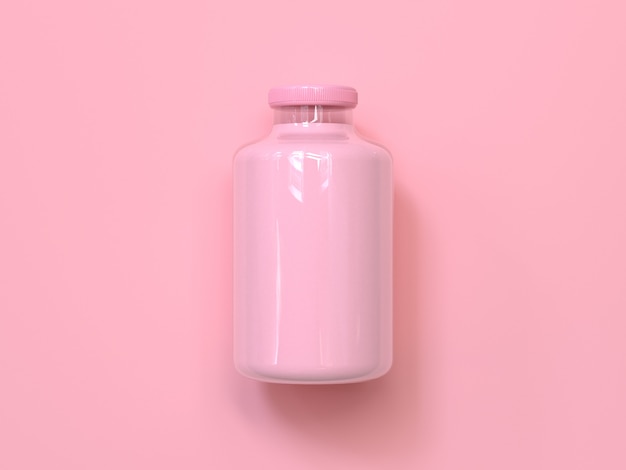 Photo bouteille de lait rose rendu 3d