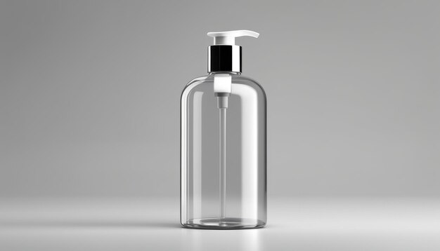 Une bouteille de lotion en verre transparent