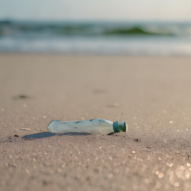 Photo une bouteille de mouette est sur le sable.