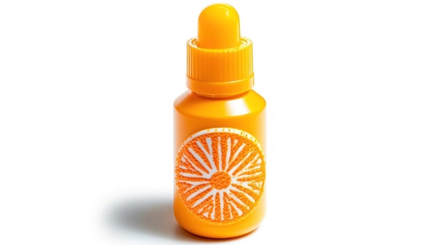 bouteille orange avec un fond blanc