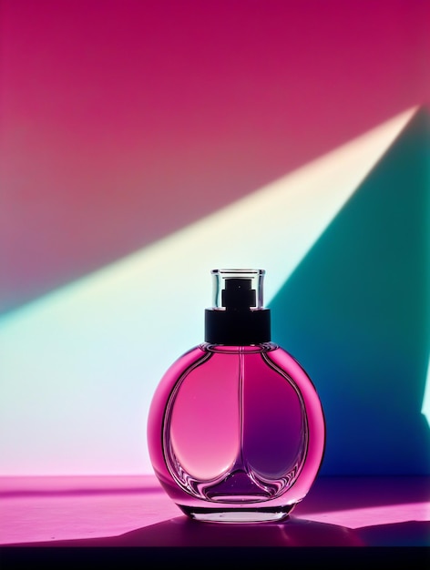 Photo bouteille de parfum de couleur néon