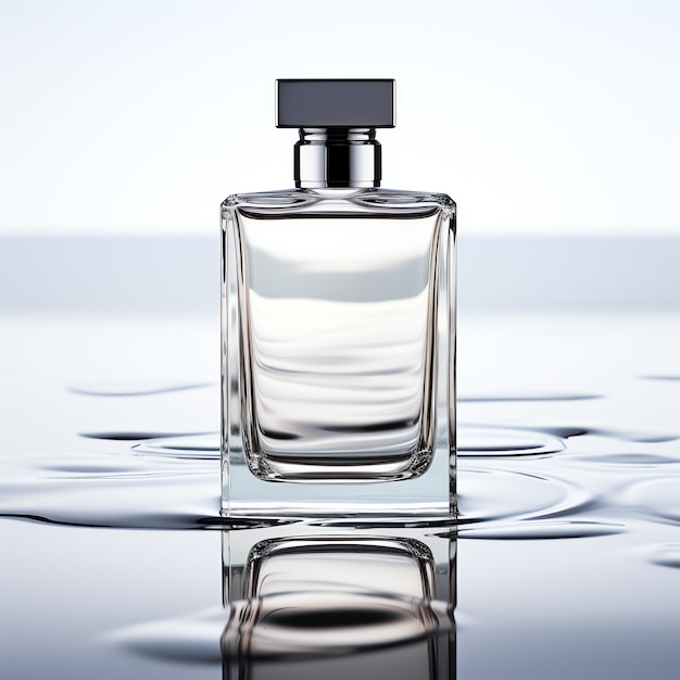 une bouteille de parfum sur l'eau