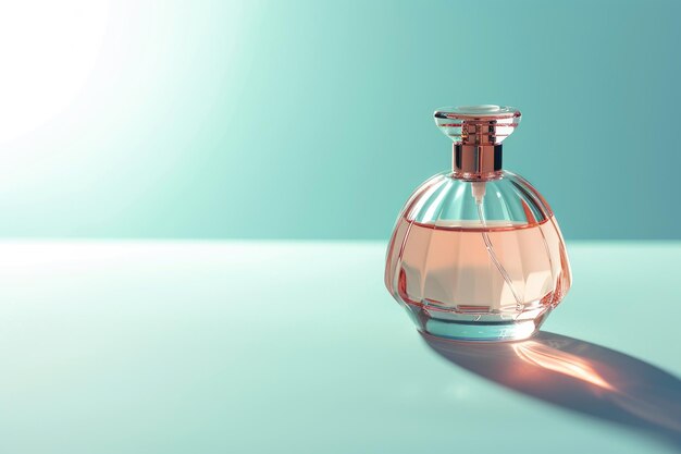 Bouteille de parfum d'essence rêveuse sur un fond aéré