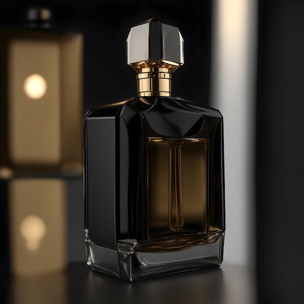 Bouteille de parfum exquise dans la lumière de la fenêtre nocturne