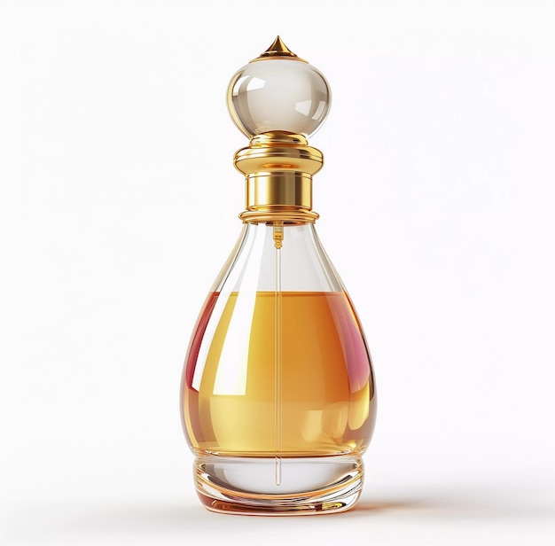 Photo bouteille de parfum sur fond blanc isolée