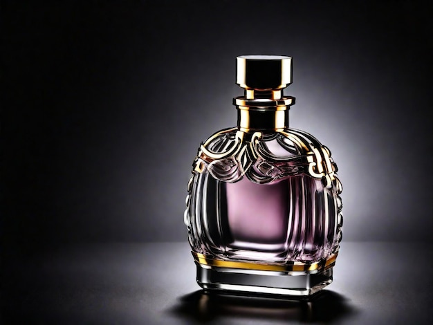 Bouteille de parfum sur fond sombre Produit de parfumerie