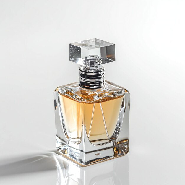 Bouteille de parfum isolée sur fond blanc