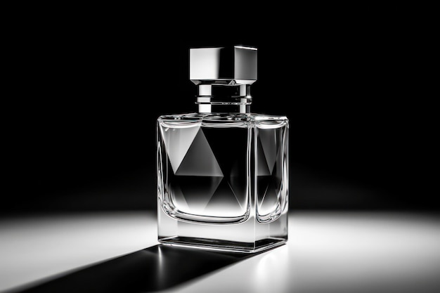 Bouteille de parfum sur un noir et blanc