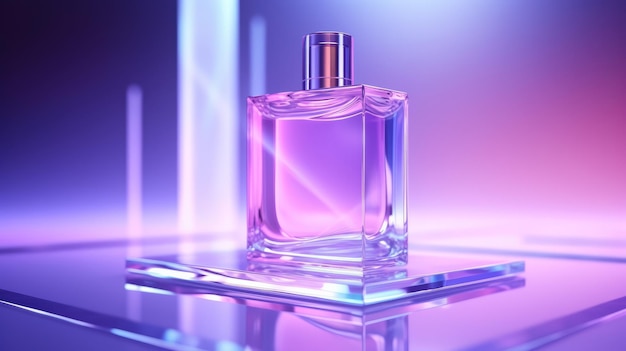 Une bouteille de parfum posée sur une table