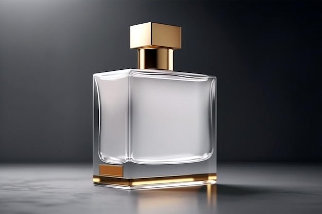 Bouteille de parfum sur la table avec de l'espace pour le texte Parfum féminin dans un bel espace de copie de bouteille Le concept de présentation de parfumerie et d'image de beauté générée par l'IA