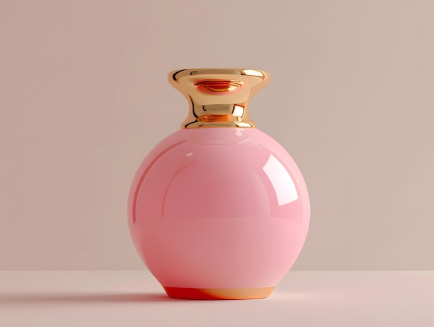 Bouteille de parfum en verre de couleur rose et or