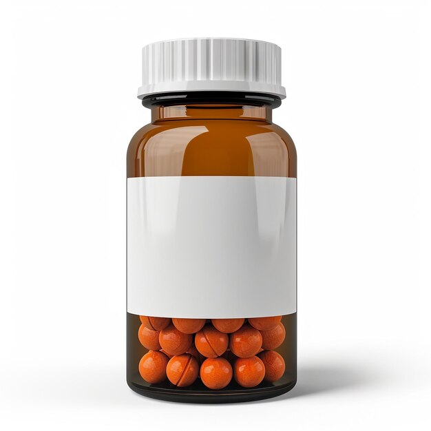 Photo une bouteille de pilules avec une étiquette blanche qui dit médicament
