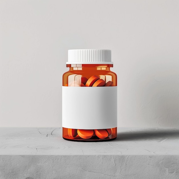 Photo une bouteille de pilules avec une étiquette blanche qui dit médicament