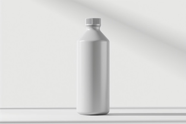 une bouteille en plastique blanche sur une surface plane