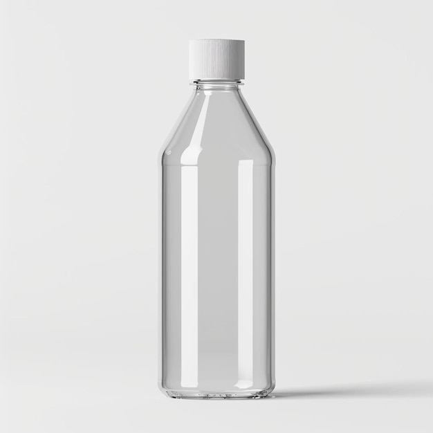 une bouteille en plastique transparent avec un bouchon blanc