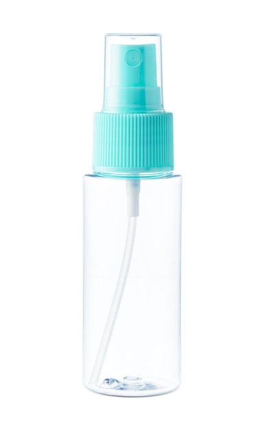 Bouteille en plastique transparent avec bouchon vert menthe appropriée pour le stockage de liquides ou de produits de soins de la peau