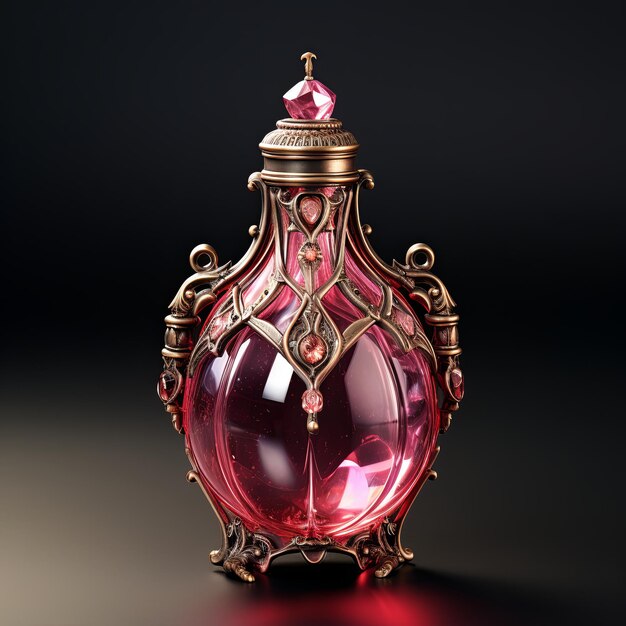 bouteille de potion rose de luxe animée fond clair détails très nets 8k styliser 250 v 52 ID de travail f934d231f4ae468e9fcb6f2ce6c31abb